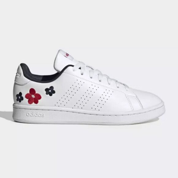 Adidas Women's White ADVANTAGE Flower print Fashion Sneakers Size 7 us HR0245 - Picture 2 of 4